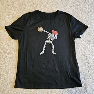 Black Baseball Skeleton Kids T-Shirt Size 160 10-12